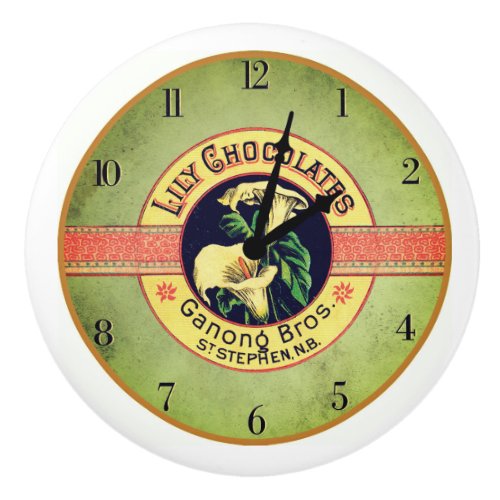 Art nouveau chocolate advertisement clock ceramic knob