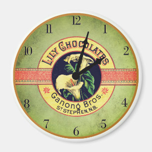 Art nouveau chocolate advertisement clock magnet