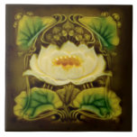 Art Nouveau Chocolate Marsden Majolica Floral Tile<br><div class="desc">Warm chocolate brown is the perfect background for this lovely majolica art nouveau floral design tile originally produced by Marsden tile circa 1900. Nice enough to frame and hang on a wall, use as a wall tile, trivet, coaster, or place it on a small easel as an object d'art. Also...</div>