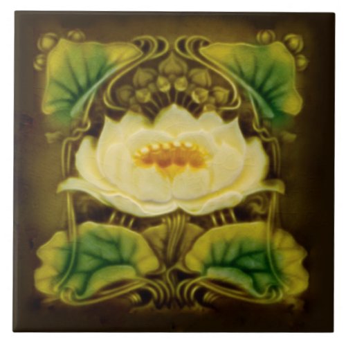 Art Nouveau Chocolate Marsden Majolica Floral Tile
