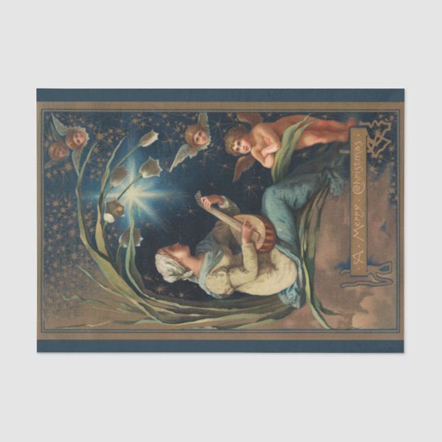Art Nouveau Christmas Caroler and Cherub Tissue Paper (Front)
