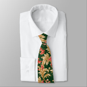 Art Nouveau Christmas Leaves Neck Tie