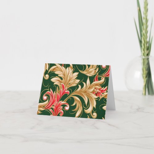 Art Nouveau Christmas Leaves Thank You Card