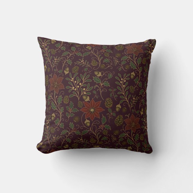 Art Nouveau Christmas Throw Pillow (Front)