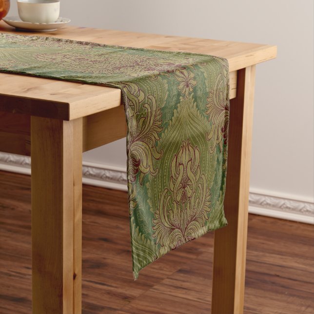 Art Nouveau Chrysanthemum & Artichoke Pattern Short Table Runner (In Situ)