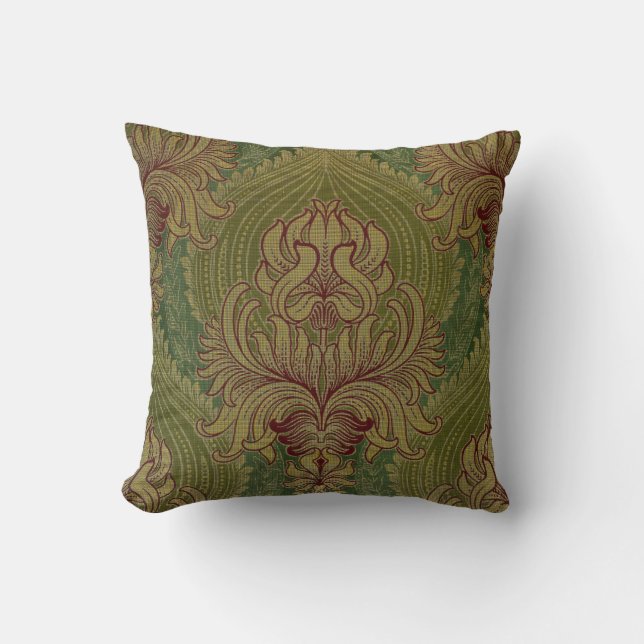 Art Nouveau Chrysanthemum & Artichoke Pattern Throw Pillow (Front)
