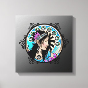 Art Nouveau Circle Painting Samaritan Woman Canvas Print
