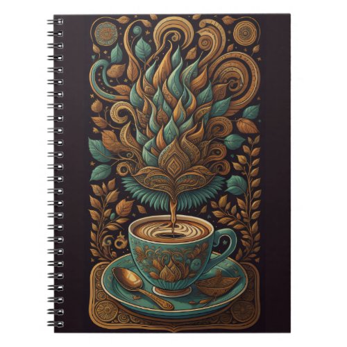 Art Nouveau Classy Colorado Coffee Shop Latte Tree Notebook