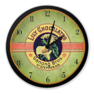 Art nouveau clock chocolate company advertisement ceramic knob