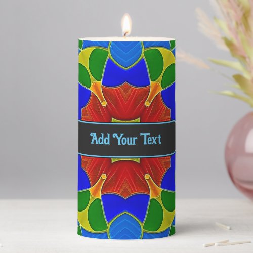 Art Nouveau Cloisonne in Blue and Red _ own text Pillar Candle