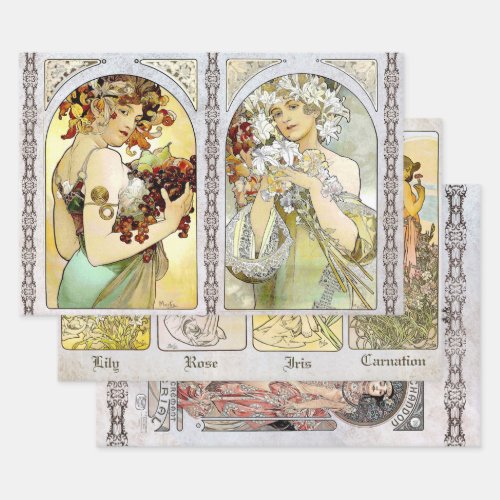 ART NOUVEAU COLLECTIONS HEAVY WEIGHT DECOUPAGE WRAPPING PAPER SHEETS