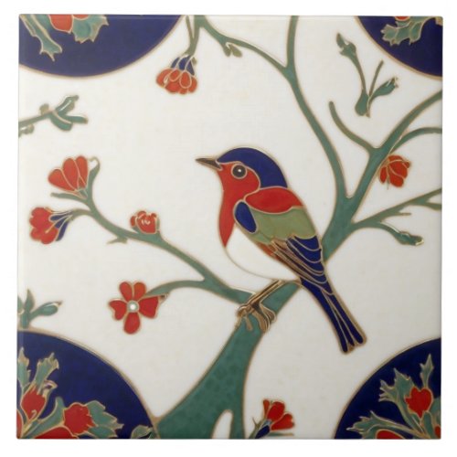 Art Nouveau Colorful Bird Art Deco Ceramic Tile