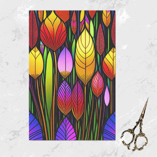 Art Nouveau Colorful Cattails Artwork Tissue Paper