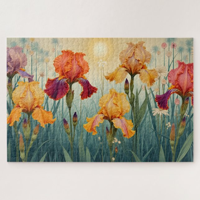 Art Nouveau Colorful Iris Jigsaw Puzzle (Horizontal)