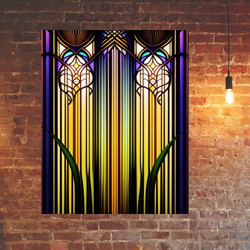 Art Nouveau Colorful Stained Glass Artwork Poster