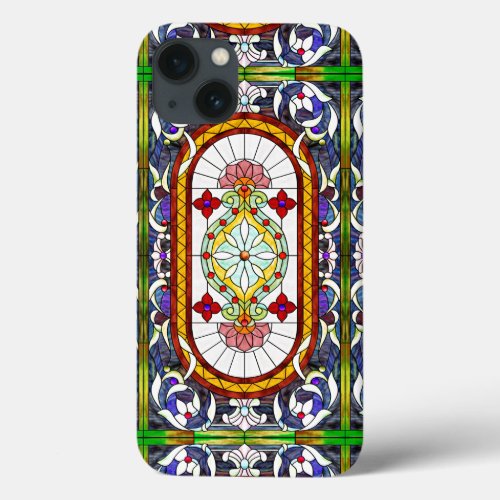 Art Nouveau Colorful Tiffany Stained Glass Window iPhone 13 Case