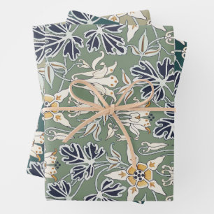 art nouveau columbine flower pattern. wrapping paper sheets