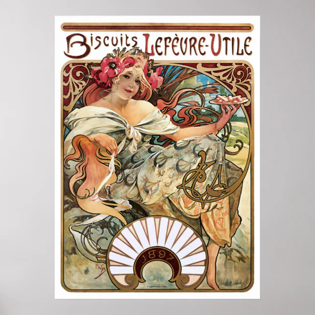 Art Nouveau Cookie Advertisement by Alphonse Mucha Poster (Front)