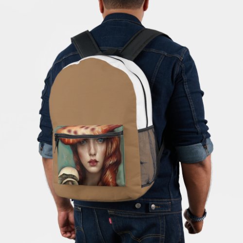 art nouveau cool travel designer mushroom trip printed backpack
