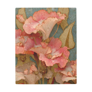 Art Nouveau Coral Bloom Metal Art Print