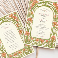 Art Nouveau Coral Lily Architectural Wedding