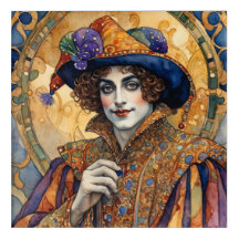 Art Nouveau court jester wall art
