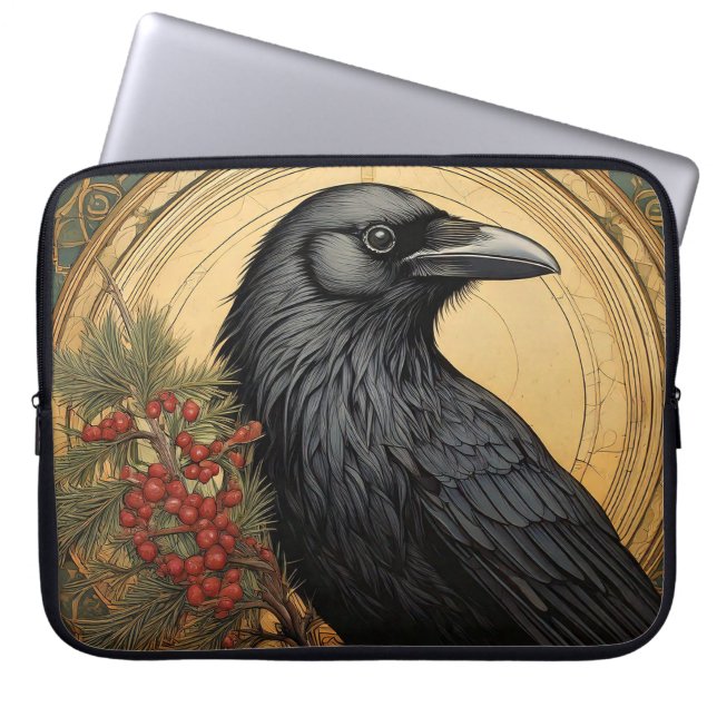 Art Nouveau Crow Laptop Bag (Front)