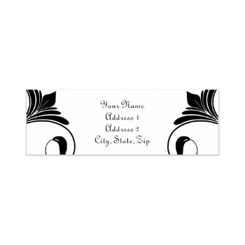 Art Nouveau Curving Flower Return Address Self-inking Stamp by colorwash at Zazzle