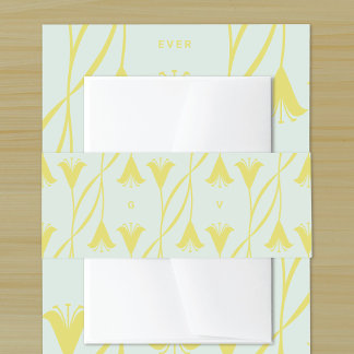 Art Nouveau Custom Color Floral Lily Wedding Invitation Belly Band