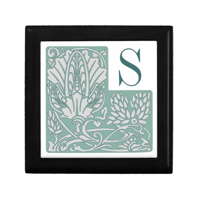 Art Nouveau Custom Monogram Tile Gift Box (Front)