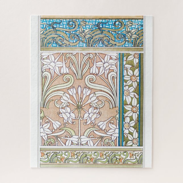 Art nouveau daffodil Verneui textile floral art Jigsaw Puzzle (Vertical)