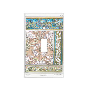 Art nouveau daffodil Verneui textile floral art Light Switch Cover