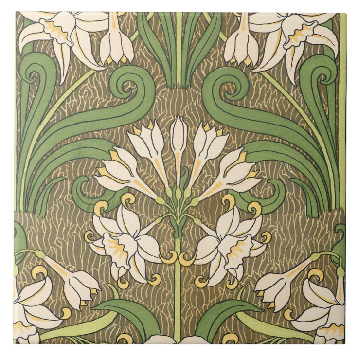 Art Nouveau Daffodils Tile | Zazzle