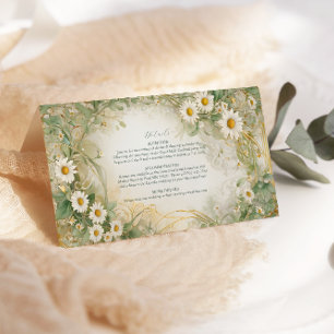 Art Nouveau Daisies Ivory Green Wedding Enclosure Card