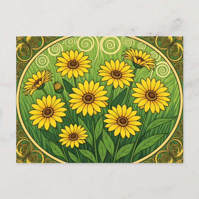 Art Nouveau Daisies Postcard (Front)