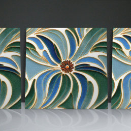 Art Nouveau Daisies Seamless cobalt blue florals Ceramic Tile