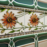 Art Nouveau Daisies Seamless florals Ceramic Tile<br><div class="desc">This beautiful ceramic tile features a seamless floral pattern of daisies from the Art Nouveau era. The Art Nouveau movement was known for its intricate designs and organic shapes that were inspired by nature. The daisy flower symbolizes purity and innocence, making it a perfect gift for someone special. This tile...</div>