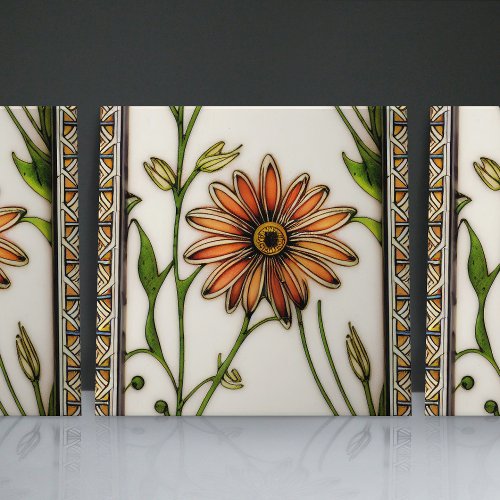 Art Nouveau Daisies Seamless florals Ceramic Tile