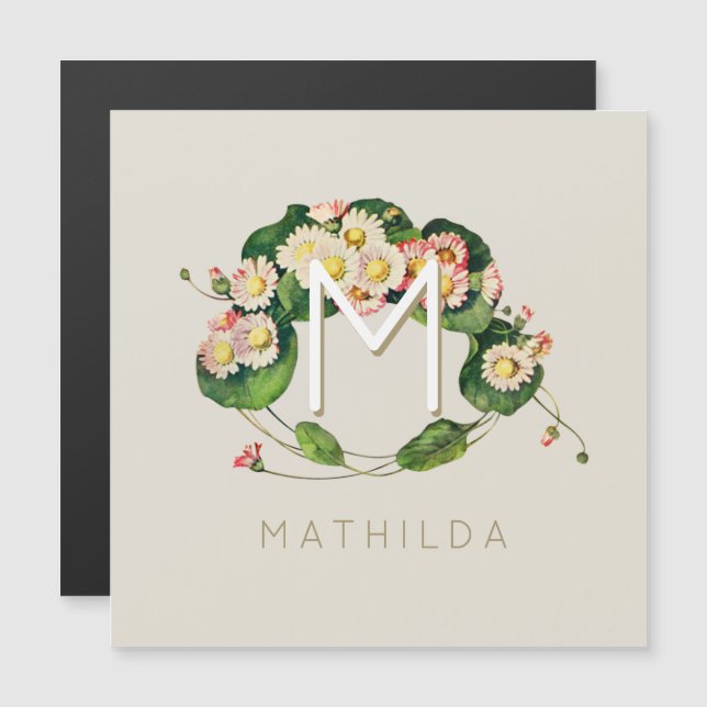 Art Nouveau Daisies Wreath Monogram to Personalize (Front/Back)
