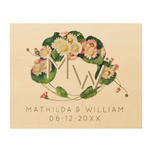 Art Nouveau Daisies Wreath Monogram to Personalize