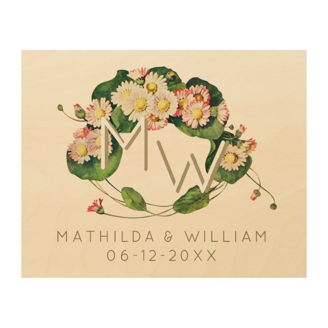 Art Nouveau Daisies Wreath Monogram to Personalize (Front)