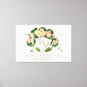 Art Nouveau Daisies Wreath Monogram to Personalize Canvas Print