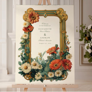 Art Nouveau Daisy Gerbera Floral Frame Wedding Foam Board