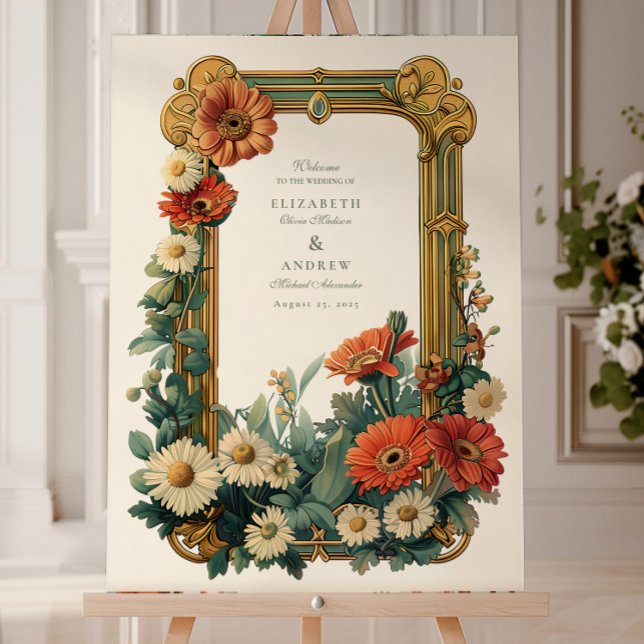 Art Nouveau Daisy Gerbera Floral Frame Wedding Foam Board (Creator Uploaded)