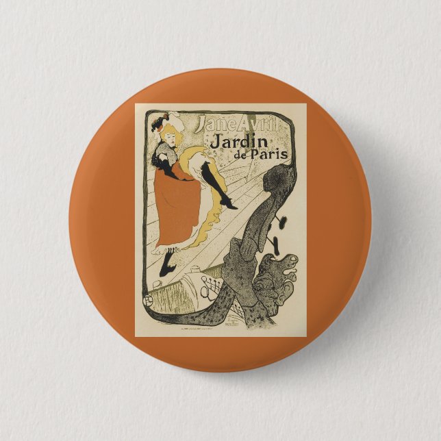 Art Nouveau Dancer Jane Avril by Toulouse Lautrec Button (Front)
