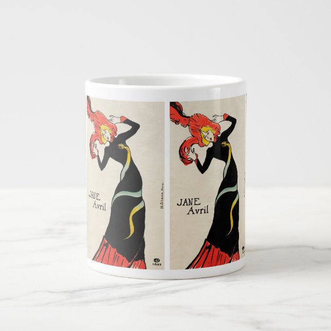Art Nouveau Dancer Jane Avril by Toulouse Lautrec Giant Coffee Mug (Front)