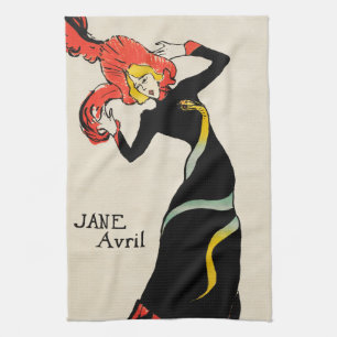 Art Nouveau Dancer Jane Avril by Toulouse Lautrec Kitchen Towel
