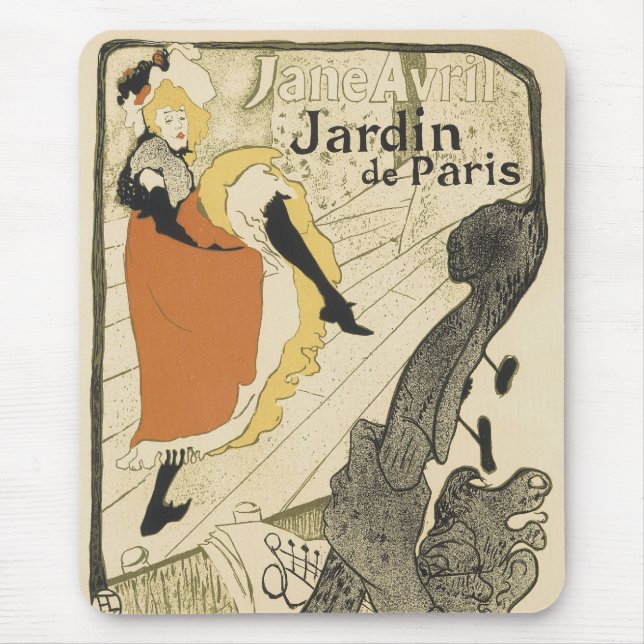 Art Nouveau Dancer Jane Avril by Toulouse Lautrec Mouse Pad (Front)