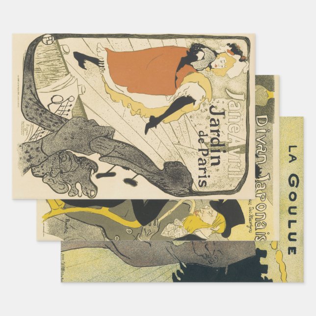 Art Nouveau Dancer Jane Avril by Toulouse Lautrec Wrapping Paper Sheets (Set)