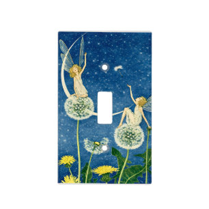 Art Nouveau Dandelion Fairy Illustration Light Switch Cover